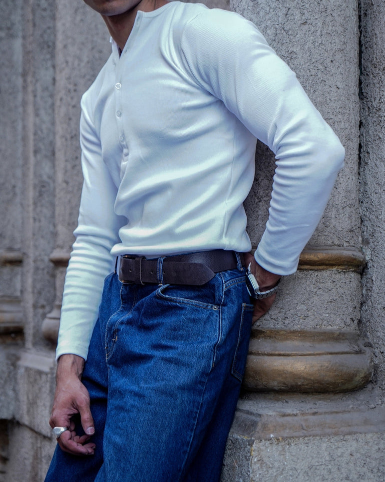Silsila Premium Ribbed Henley White
