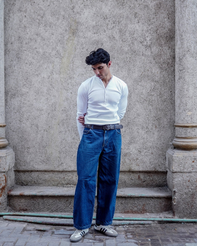 Silsila Premium Ribbed Henley White